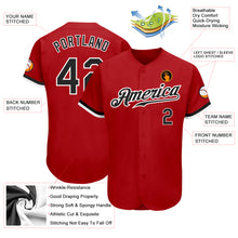 Load image into Gallery viewer, Custom Red Black-White Authentic Baseball Jersey