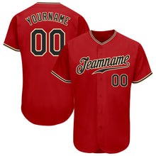 Load image into Gallery viewer, Custom Red Black-City Cream Authentic Baseball Jersey