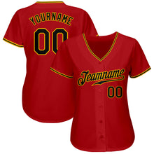 Load image into Gallery viewer, Custom Red Black-Gold Authentic Baseball Jersey