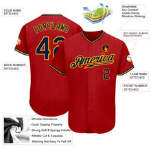 Load image into Gallery viewer, Custom Red Navy-Gold Authentic Baseball Jersey