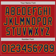 Load image into Gallery viewer, Custom Red Navy-Gold Authentic Baseball Jersey