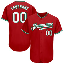 Load image into Gallery viewer, Custom Red White-Kelly Green Authentic Baseball Jersey