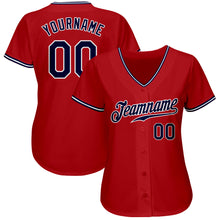 Load image into Gallery viewer, Custom Red White-Navy Authentic Baseball Jersey