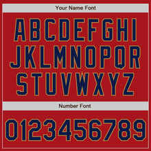 Load image into Gallery viewer, Custom Red Navy-Old Gold Authentic Baseball Jersey