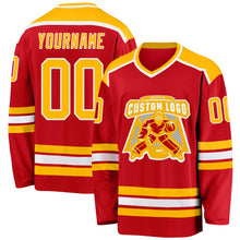 Charger l'image dans la galerie, Custom Red Gold-White Hockey Jersey