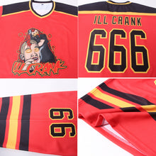 Load image into Gallery viewer, Custom Red Black-Gold Hockey Jersey