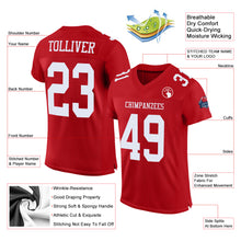 Load image into Gallery viewer, Custom Red White Mesh Authentic Football Jersey