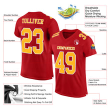 Laden Sie das Bild in den Galerie-Viewer, Custom Red Gold-White Mesh Authentic Football Jersey