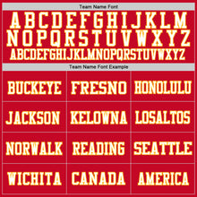 Laden Sie das Bild in den Galerie-Viewer, Custom Red Gold-White Mesh Authentic Football Jersey