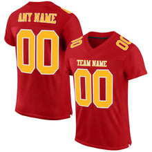 Laden Sie das Bild in den Galerie-Viewer, Custom Red Gold-White Mesh Authentic Football Jersey