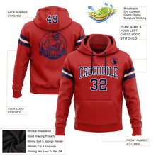 Load image into Gallery viewer, Custom Stitched Red Navy-White Football Pullover Sweatshirt Hoodie
