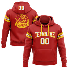 Load image into Gallery viewer, Custom Stitched Red White-Gold Football Pullover Sweatshirt Hoodie
