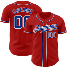 Load image into Gallery viewer, Custom Red Royal-White Authentic Baseball Jersey