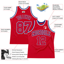 Загрузить изображение в средство просмотра галереи, Custom Red Red-Royal Authentic Throwback Basketball Jersey