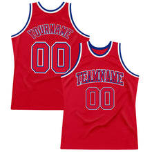 Загрузить изображение в средство просмотра галереи, Custom Red Red-Royal Authentic Throwback Basketball Jersey