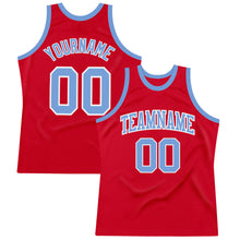 Загрузить изображение в средство просмотра галереи, Custom Red Light Blue-White Authentic Throwback Basketball Jersey