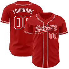 Load image into Gallery viewer, Custom Red Red-White Authentic Baseball Jersey