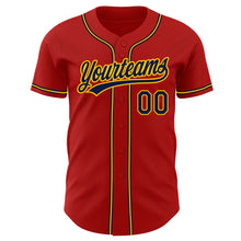 Load image into Gallery viewer, Custom Red Navy-Gold Authentic Baseball Jersey