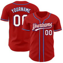 Load image into Gallery viewer, Custom Red White-Royal Authentic Baseball Jersey