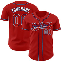 Load image into Gallery viewer, Custom Red Red-Navy Authentic Baseball Jersey