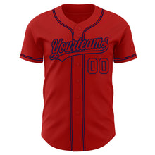 Load image into Gallery viewer, Custom Red Red-Navy Authentic Baseball Jersey