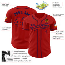 Load image into Gallery viewer, Custom Red Red-Navy Authentic Baseball Jersey