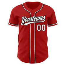 Load image into Gallery viewer, Custom Red White-Black Authentic Baseball Jersey
