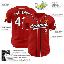 Load image into Gallery viewer, Custom Red White-Black Authentic Baseball Jersey