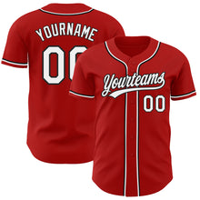 Load image into Gallery viewer, Custom Red White-Black Authentic Baseball Jersey