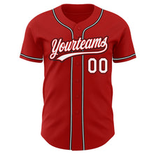 Load image into Gallery viewer, Custom Red White-Black Authentic Baseball Jersey