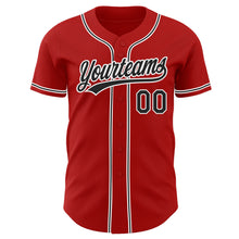 Load image into Gallery viewer, Custom Red Black-White Authentic Baseball Jersey