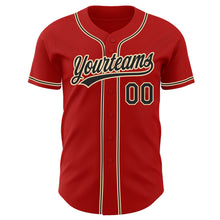 Load image into Gallery viewer, Custom Red Black-City Cream Authentic Baseball Jersey
