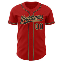 Load image into Gallery viewer, Custom Red Black-Old Gold Authentic Baseball Jersey