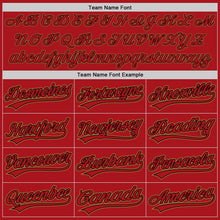 Load image into Gallery viewer, Custom Red Red Black-Old Gold Authentic Baseball Jersey