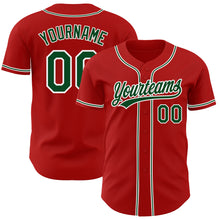Load image into Gallery viewer, Custom Red Green-White Authentic Baseball Jersey