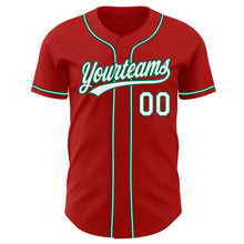 Load image into Gallery viewer, Custom Red White-Kelly Green Authentic Baseball Jersey