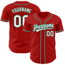 Load image into Gallery viewer, Custom Red White-Kelly Green Authentic Baseball Jersey