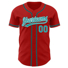 Charger l'image dans la galerie, Custom Red Teal-Black Authentic Baseball Jersey