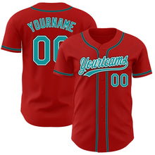 Charger l'image dans la galerie, Custom Red Teal-Black Authentic Baseball Jersey