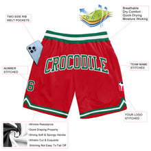 Load image into Gallery viewer, Custom Red Kelly Green-White Authentic Throwback Basketball Shorts

