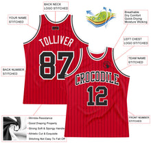 Load image into Gallery viewer, Custom Red Black Pinstripe Black-White Authentic Basketball Jersey

