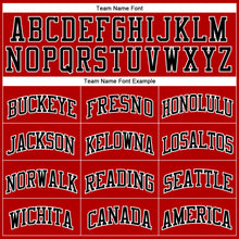 Load image into Gallery viewer, Custom Red Black Pinstripe Black-White Authentic Basketball Jersey