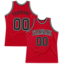 Charger l'image dans la galerie, Custom Red Black Pinstripe Black-White Authentic Basketball Jersey