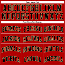 Load image into Gallery viewer, Custom Red Black Pinstripe Black-Old Gold Authentic Basketball Jersey