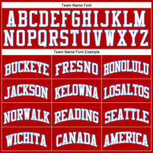 Charger l'image dans la galerie, Custom Red White Pinstripe White-Light Blue Authentic Basketball Jersey