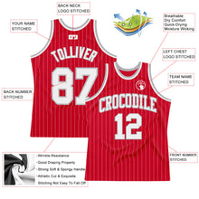 Load image into Gallery viewer, Custom Red White Pinstripe White-Gray Authentic Basketball Jersey