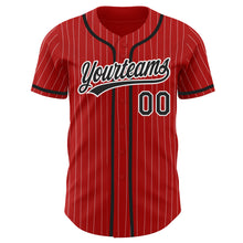 Загрузить изображение в средство просмотра галереи, Custom Red White Pinstripe Black Authentic Baseball Jersey