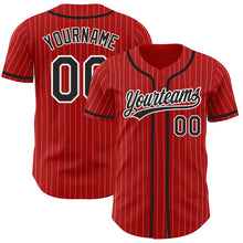 Загрузить изображение в средство просмотра галереи, Custom Red White Pinstripe Black Authentic Baseball Jersey
