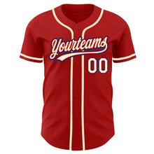 Load image into Gallery viewer, Custom Red Cream-Royal Authentic Baseball Jersey