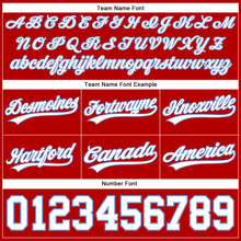 Load image into Gallery viewer, Custom Red White-Light Blue Authentic Throwback Basketball Shorts